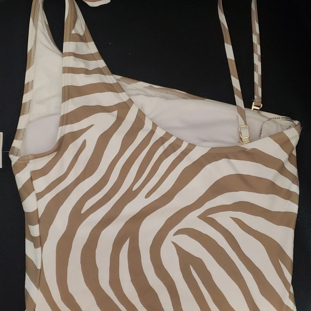 NWT Michael Kors One shoulder Zebra One Piece Swimsuit Sz 14